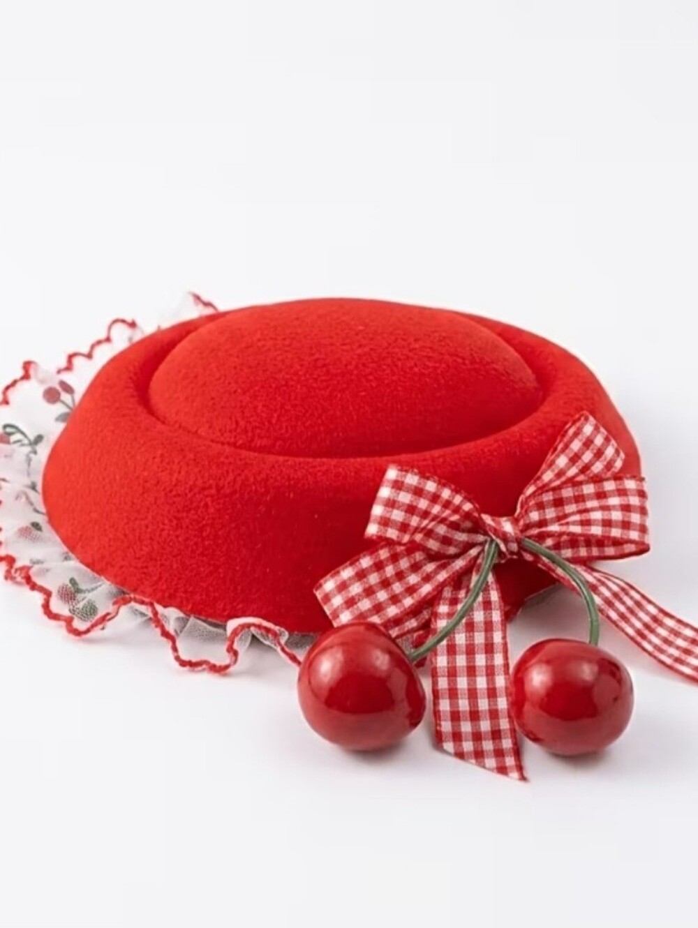 Rockabilly Hat Fascinator Red Cherries Cherry Lolita Hat Small Retro